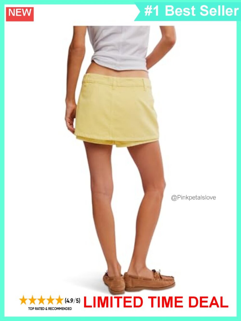 Cotton Denim Mini Skort Woven Peekaboo Style Casual Summer
